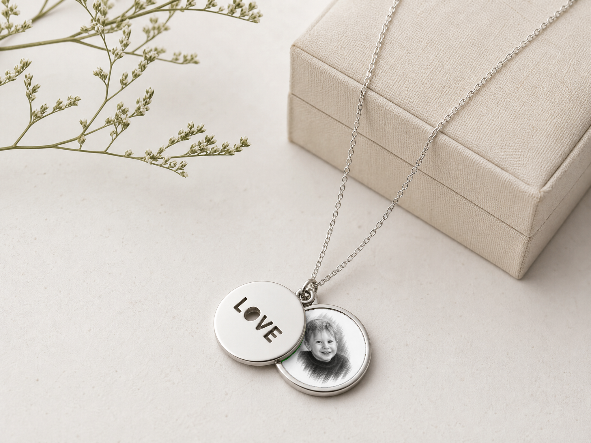 LOVE Pencil Sketch Necklace