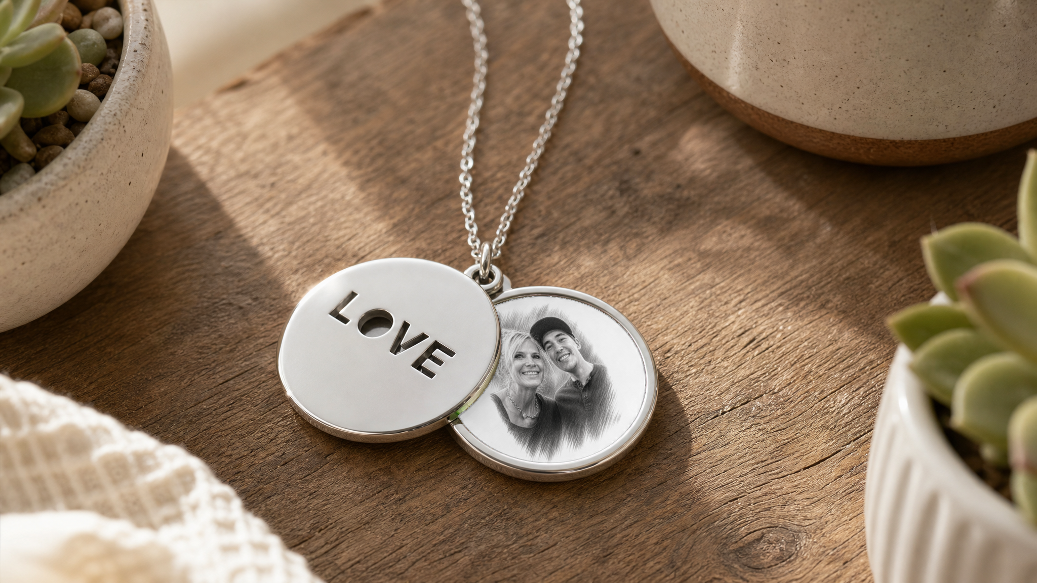 LOVE Pencil Sketch Necklace